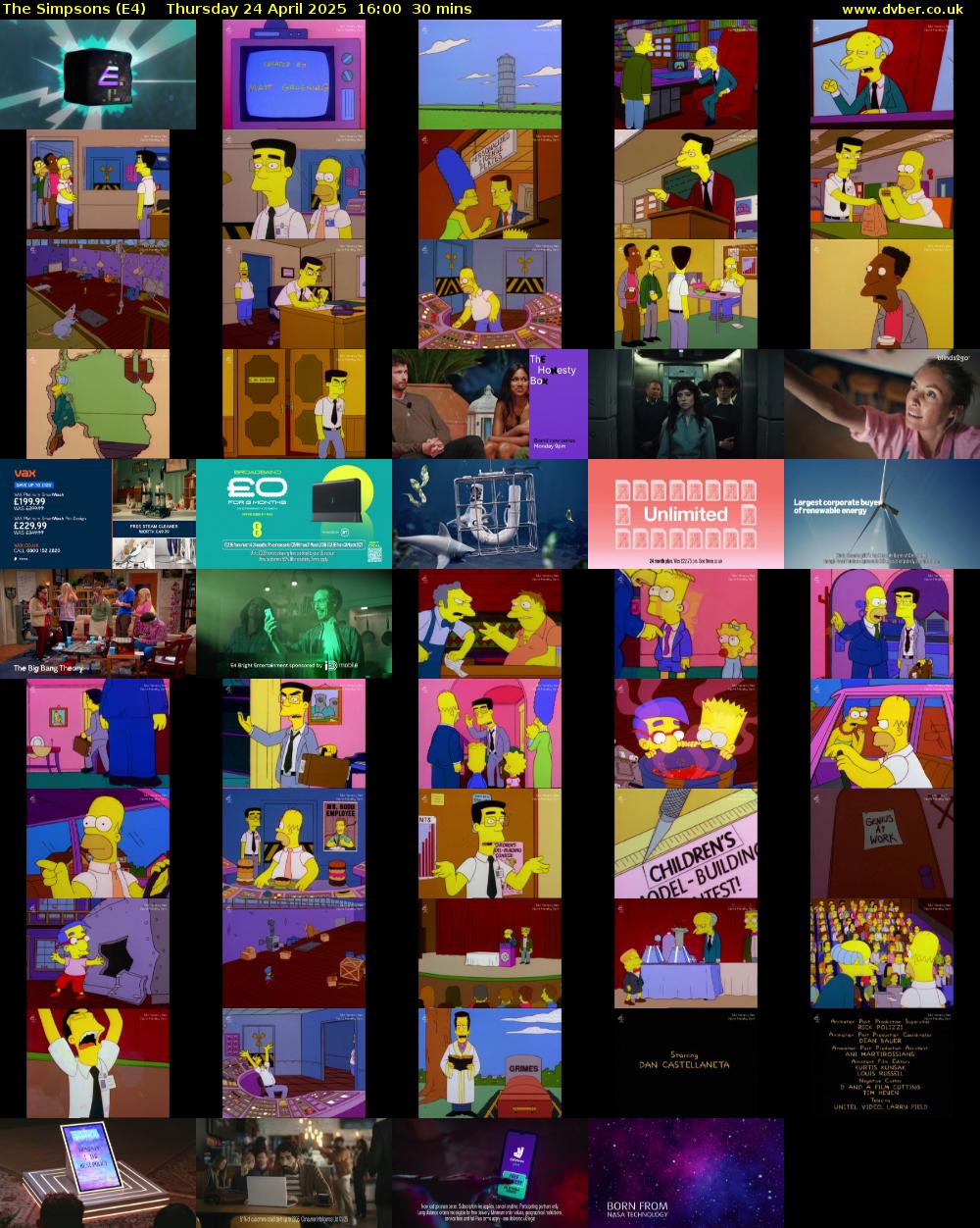 The Simpsons (E4) Thursday 24 April 2025 16:00 - 16:30