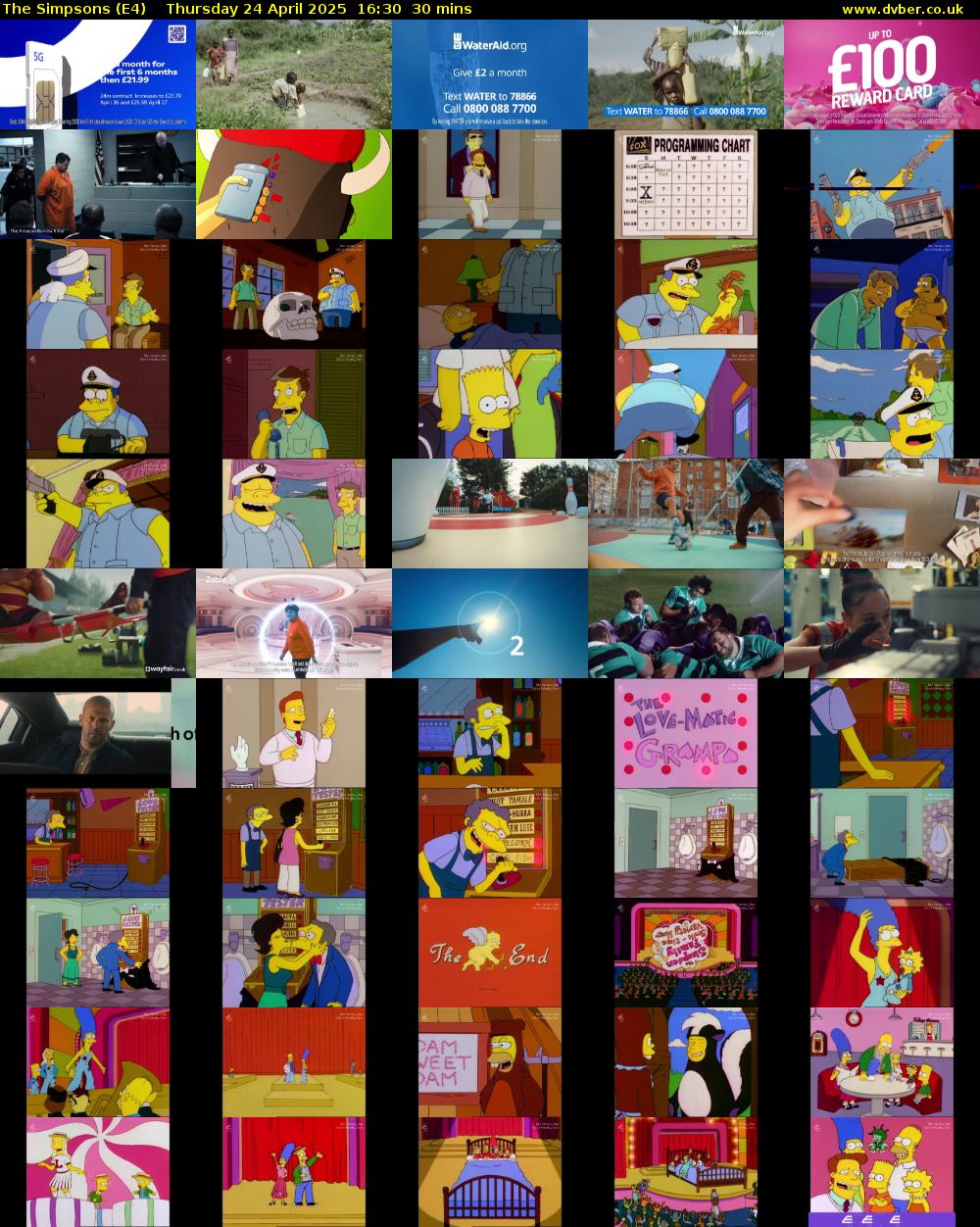 The Simpsons (E4) Thursday 24 April 2025 16:30 - 17:00