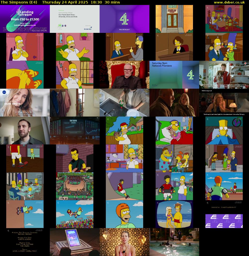 The Simpsons (E4) Thursday 24 April 2025 18:30 - 19:00