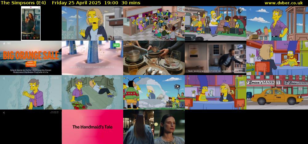 The Simpsons (E4) Friday 25 April 2025 19:00 - 19:30