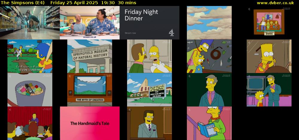 The Simpsons (E4) Friday 25 April 2025 19:30 - 20:00