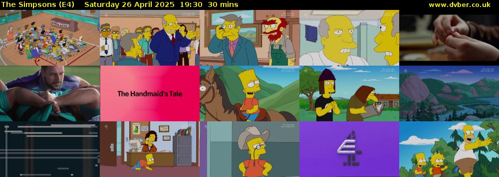 The Simpsons (E4) Saturday 26 April 2025 19:30 - 20:00