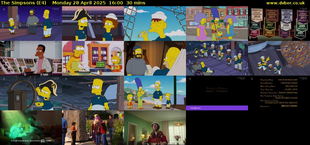 The Simpsons (E4) Monday 28 April 2025 16:00 - 16:30