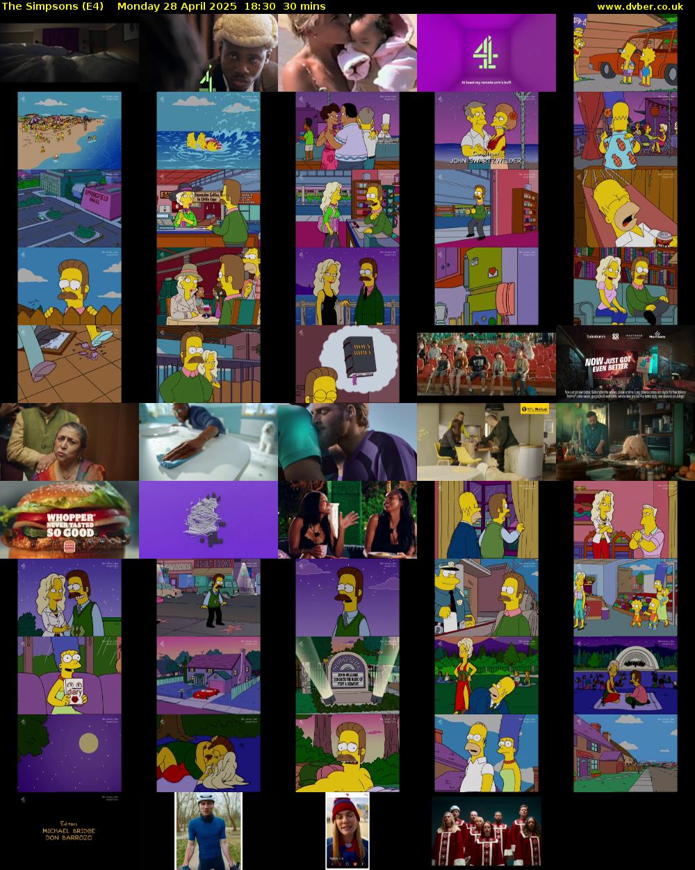 The Simpsons (E4) Monday 28 April 2025 18:30 - 19:00