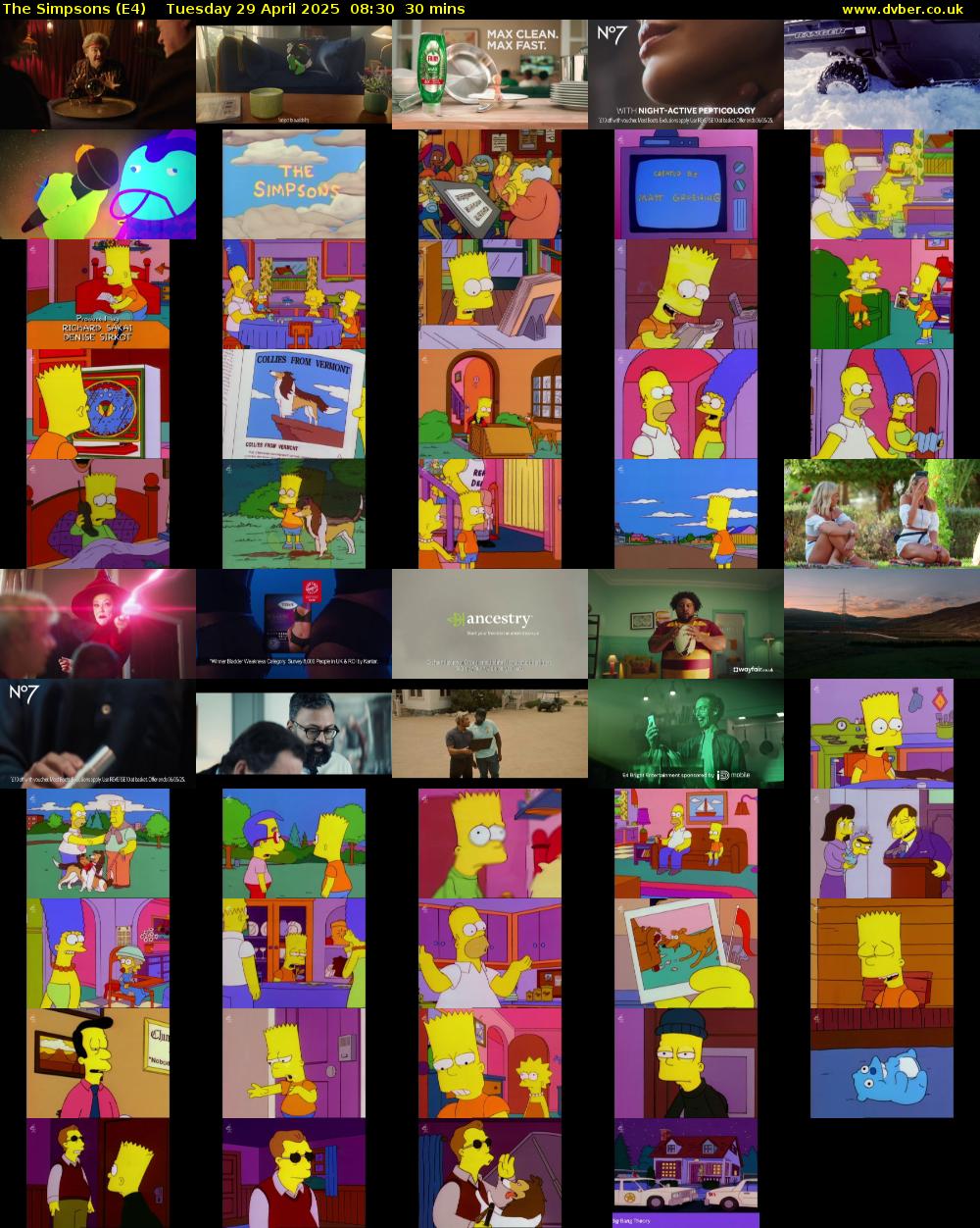 The Simpsons (E4) Tuesday 29 April 2025 08:30 - 09:00