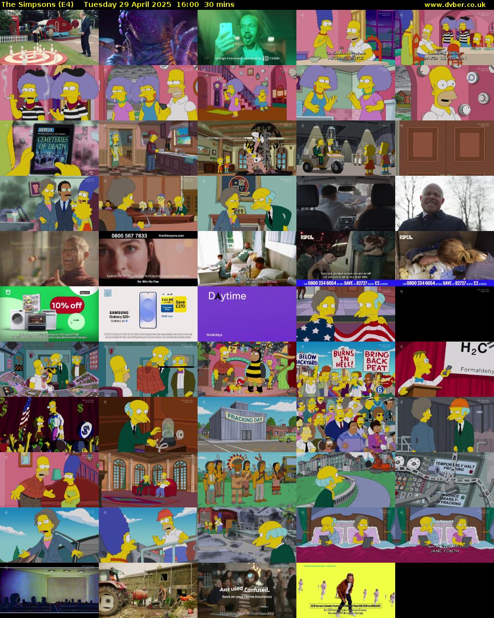 The Simpsons (E4) Tuesday 29 April 2025 16:00 - 16:30