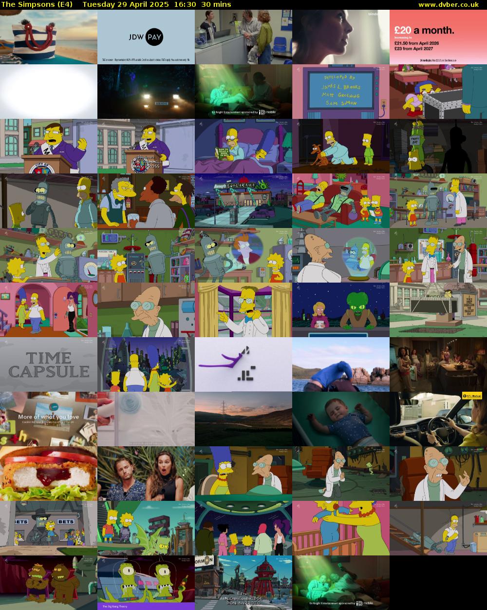 The Simpsons (E4) Tuesday 29 April 2025 16:30 - 17:00