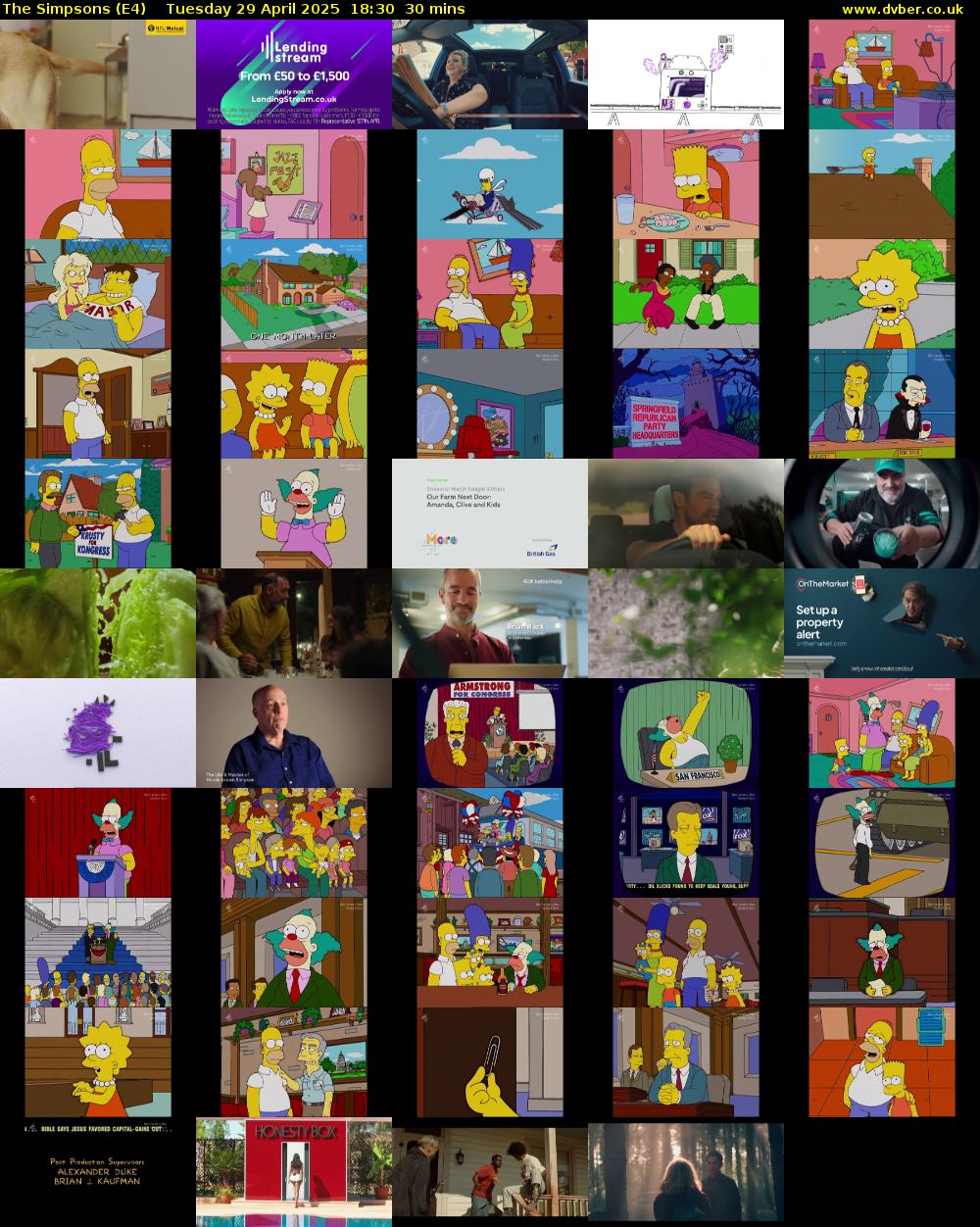 The Simpsons (E4) Tuesday 29 April 2025 18:30 - 19:00