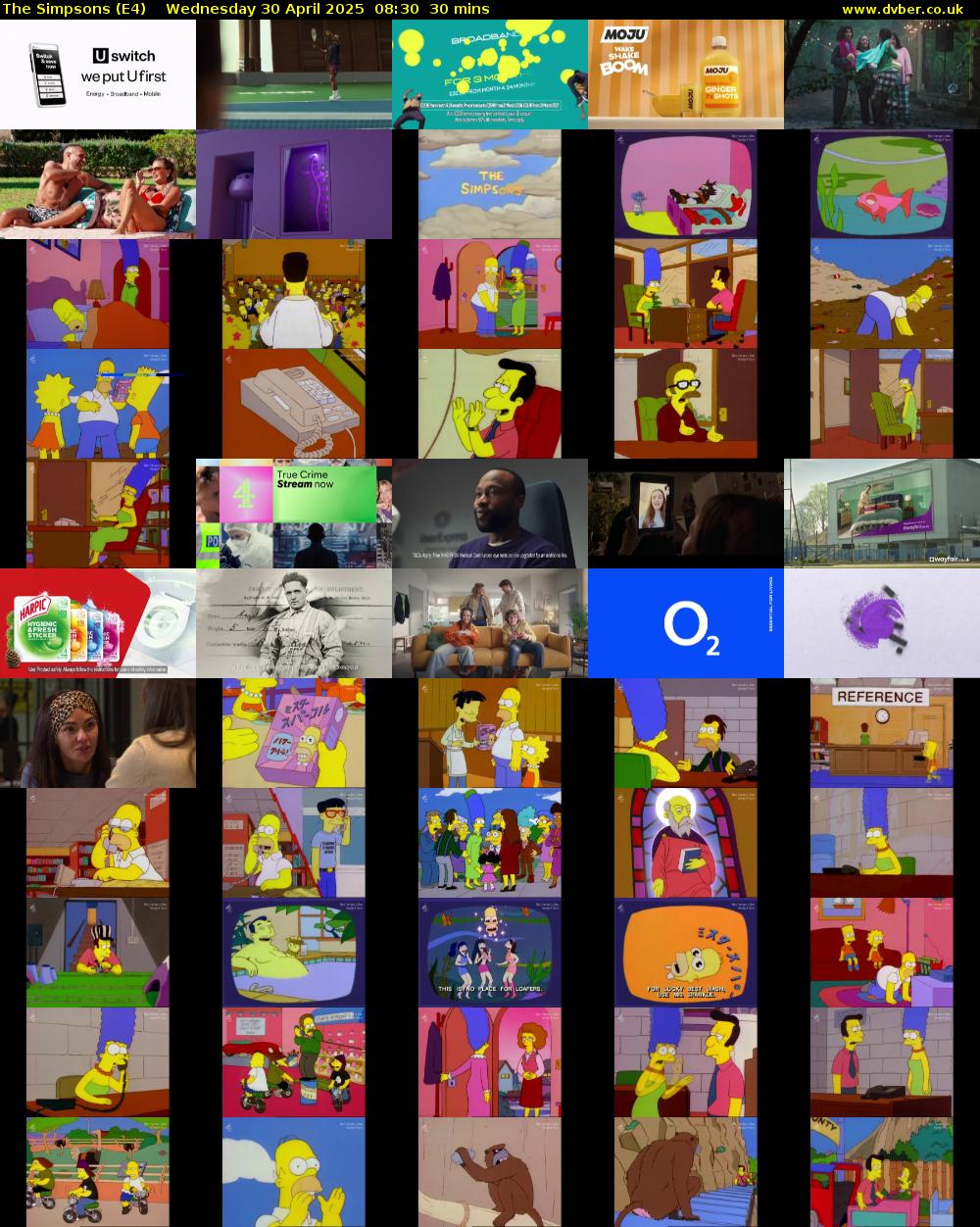 The Simpsons (E4) Wednesday 30 April 2025 08:30 - 09:00