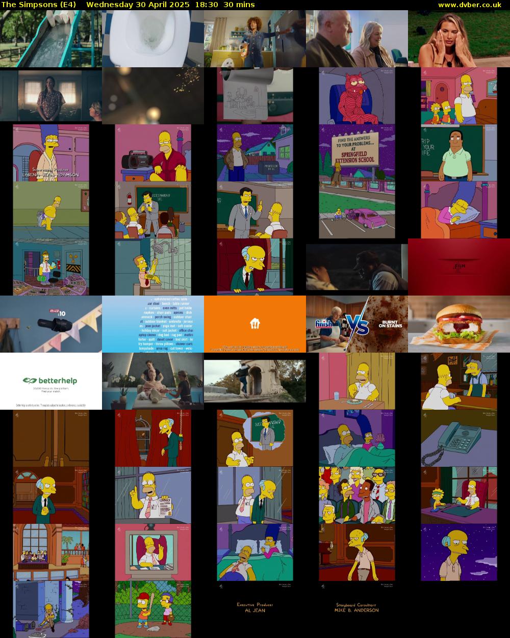 The Simpsons (E4) Wednesday 30 April 2025 18:30 - 19:00