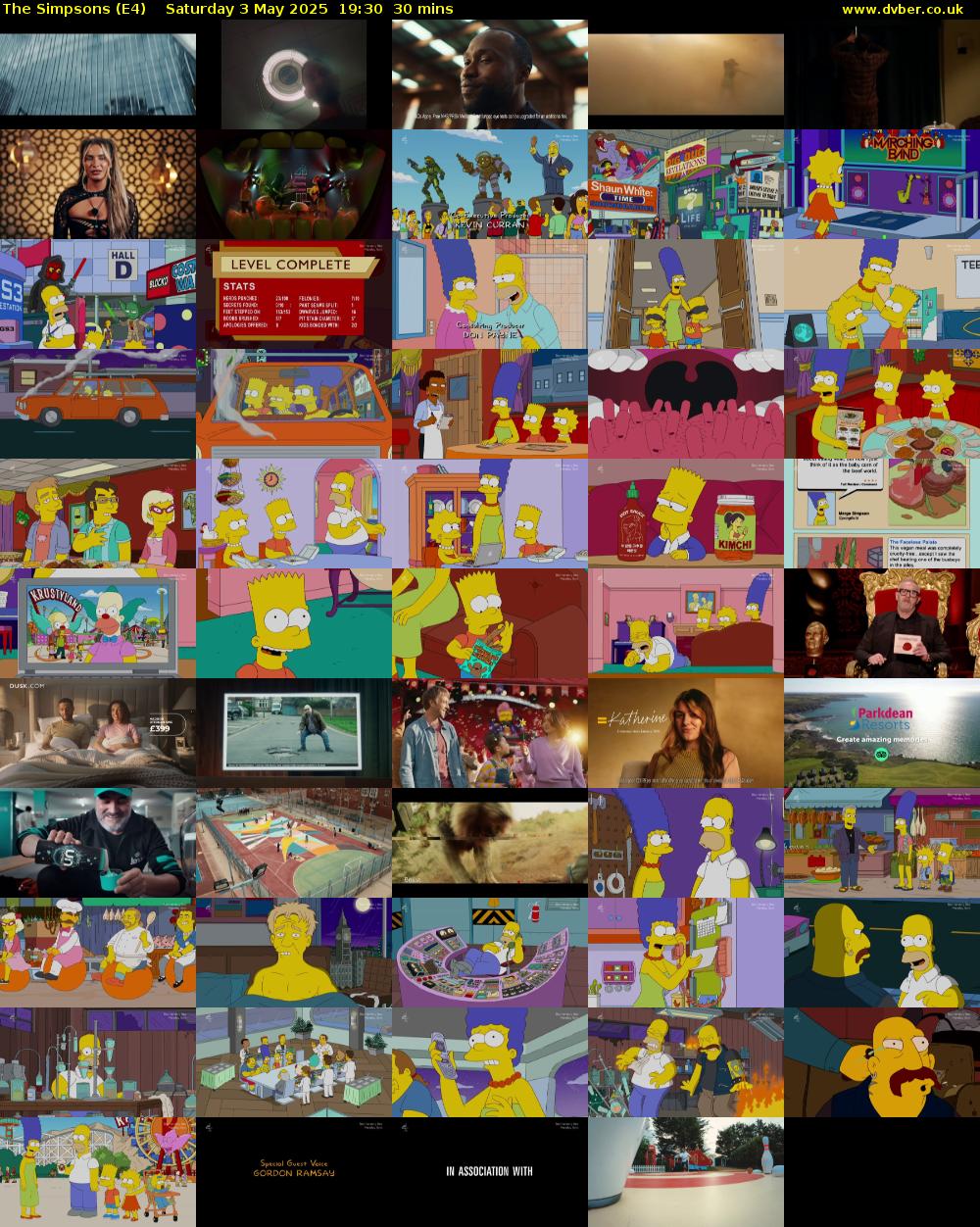 The Simpsons (E4) Saturday 3 May 2025 19:30 - 20:00