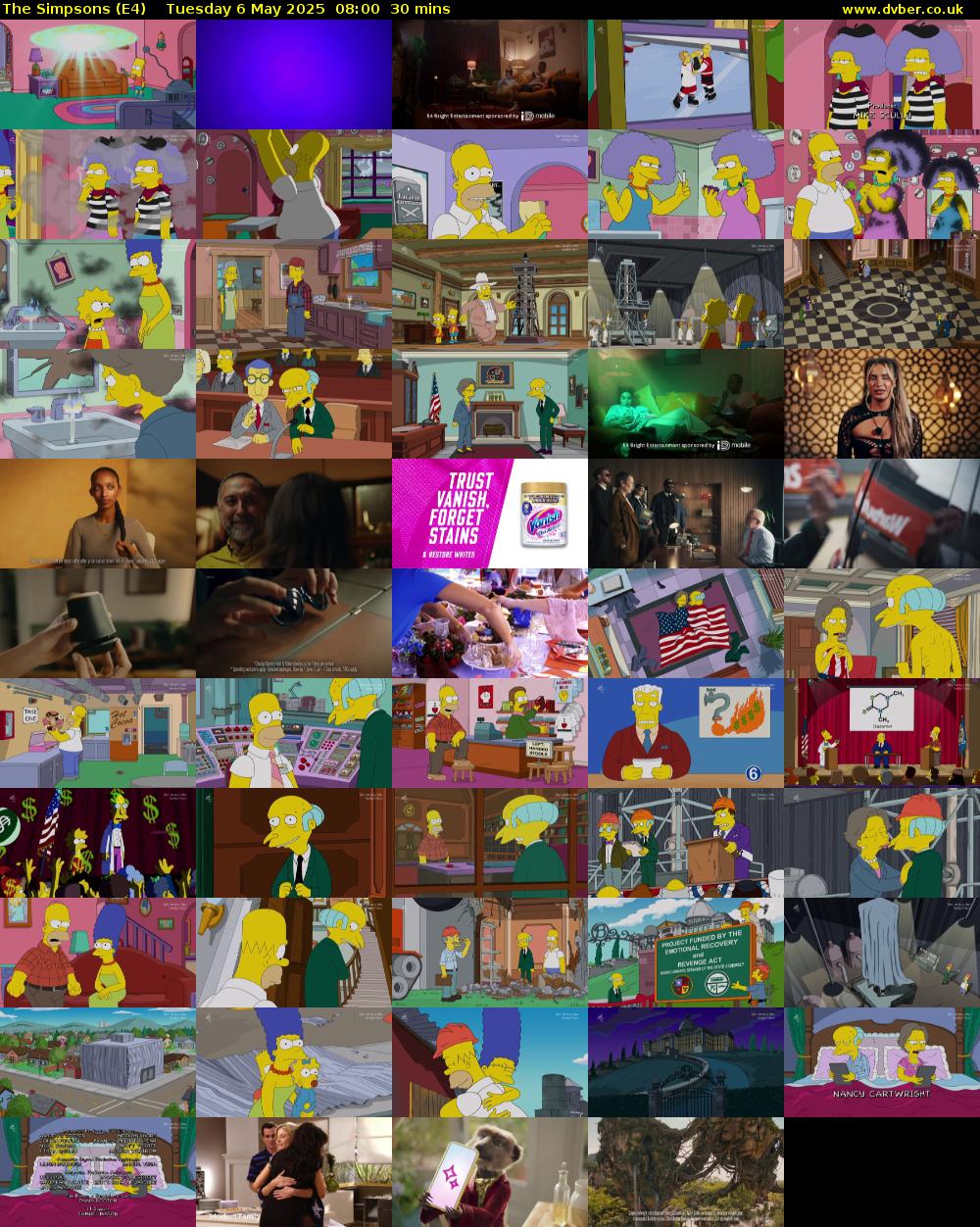 The Simpsons (E4) Tuesday 6 May 2025 08:00 - 08:30