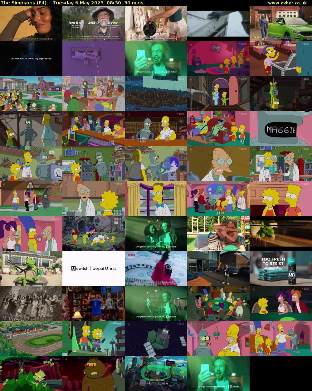 The Simpsons (E4) Tuesday 6 May 2025 08:30 - 09:00