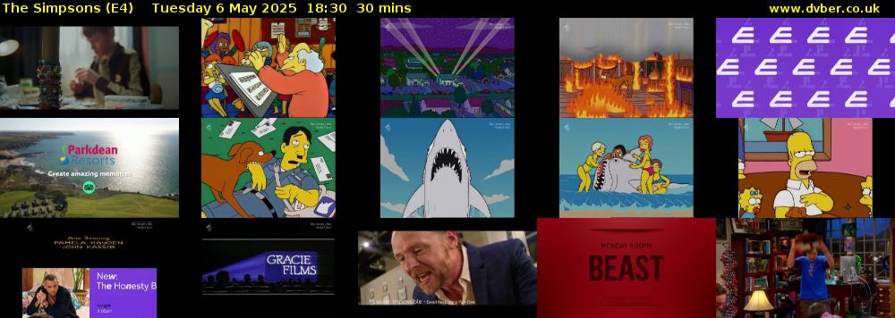 The Simpsons (E4) Tuesday 6 May 2025 18:30 - 19:00