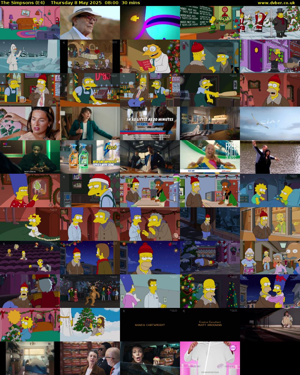 The Simpsons (E4) Thursday 8 May 2025 08:00 - 08:30