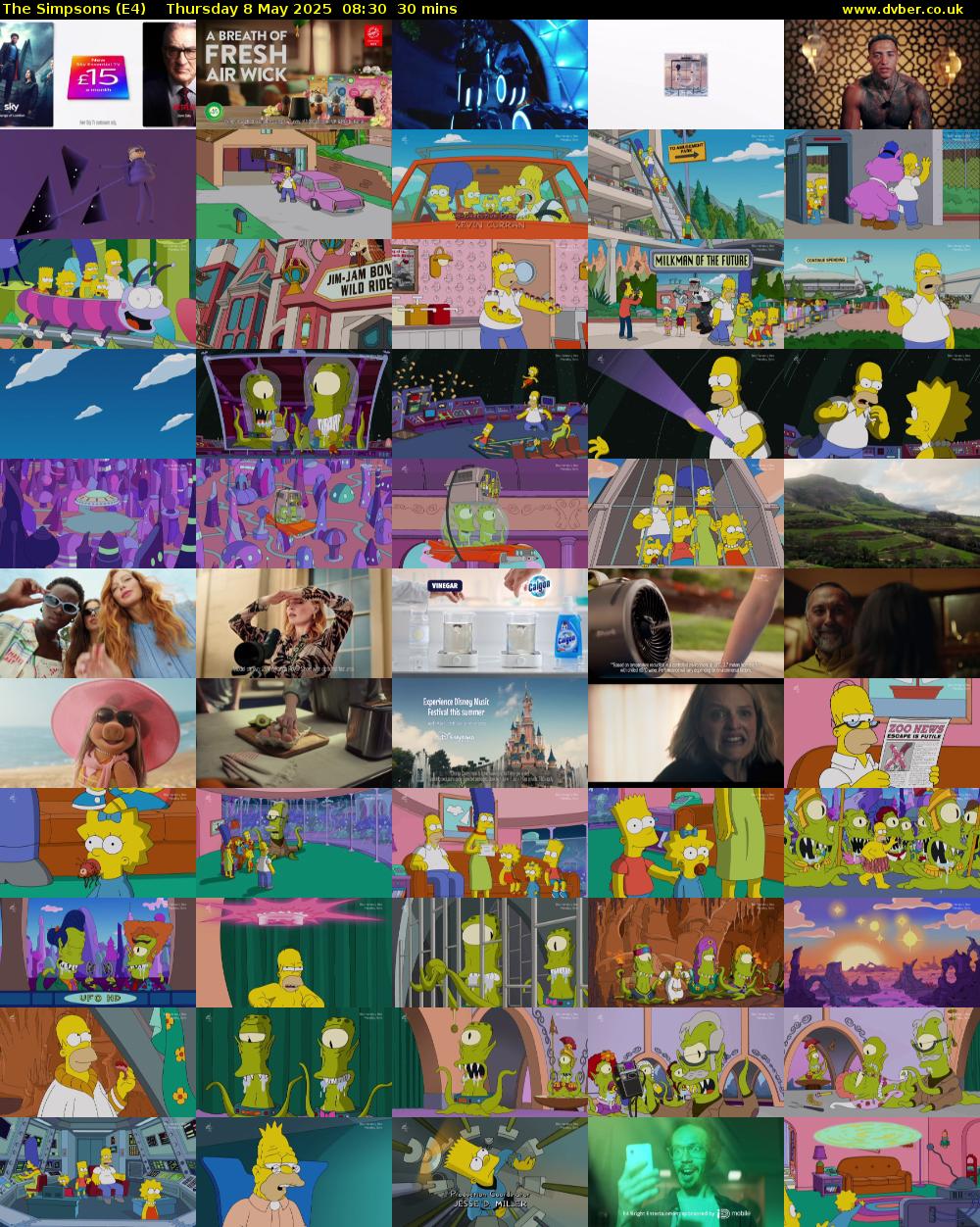 The Simpsons (E4) Thursday 8 May 2025 08:30 - 09:00