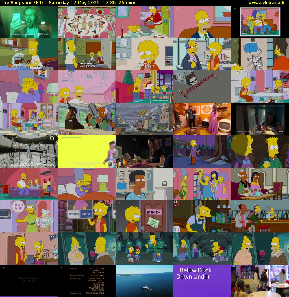 The Simpsons (E4) Saturday 17 May 2025 17:35 - 18:00