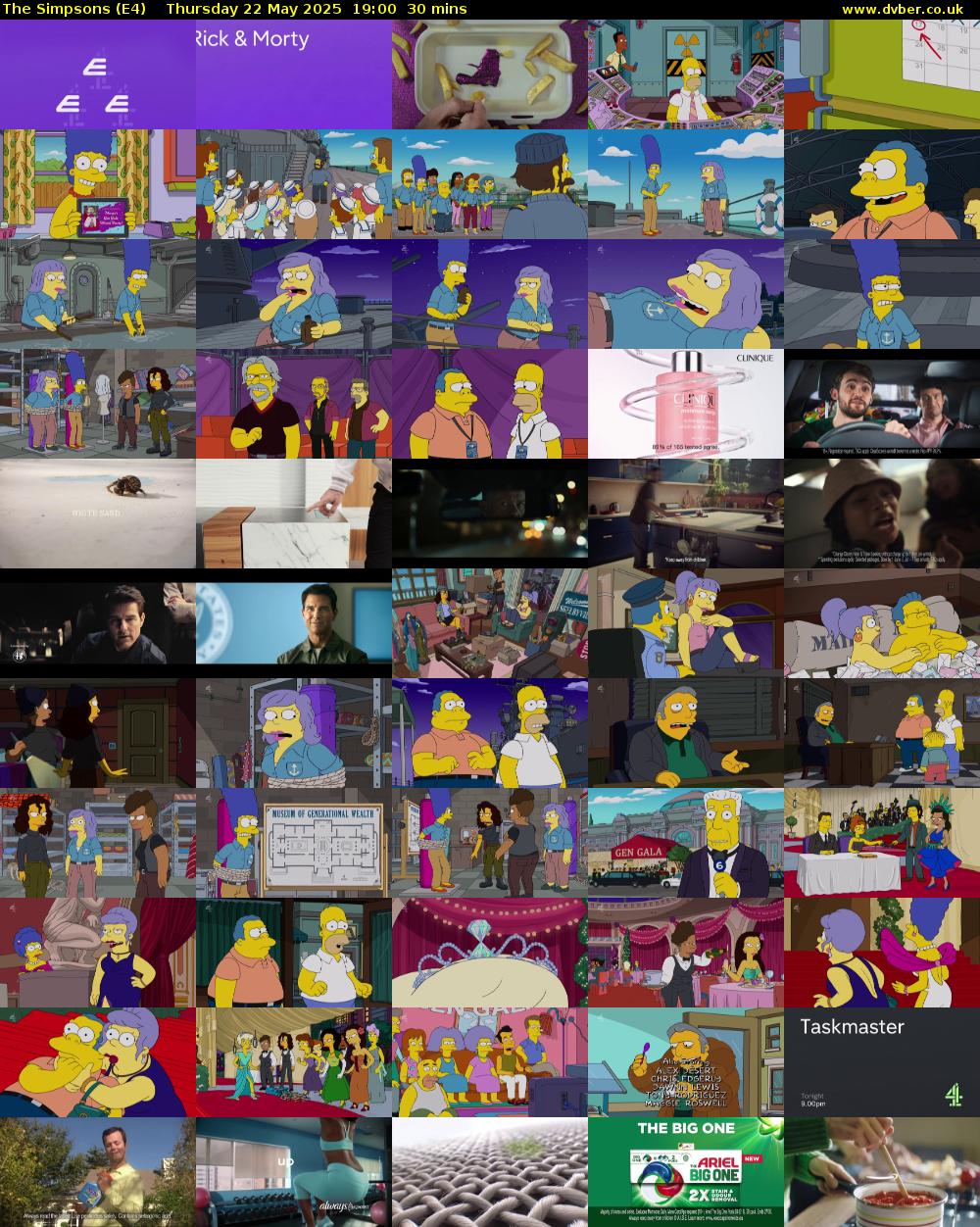 The Simpsons (E4) Thursday 22 May 2025 19:00 - 19:30