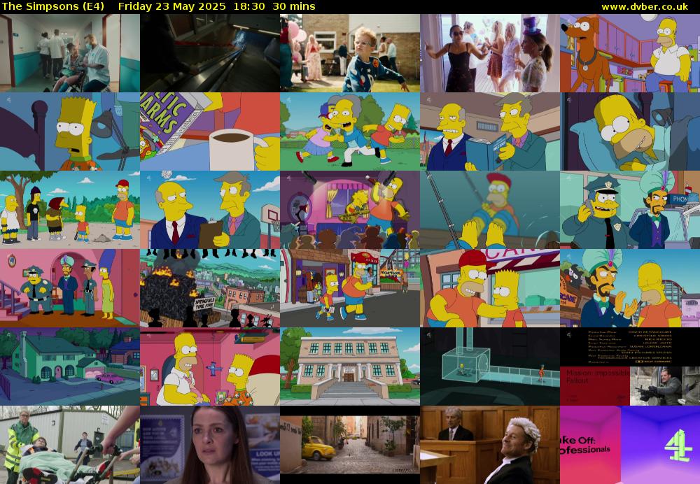 The Simpsons (E4) Friday 23 May 2025 18:30 - 19:00