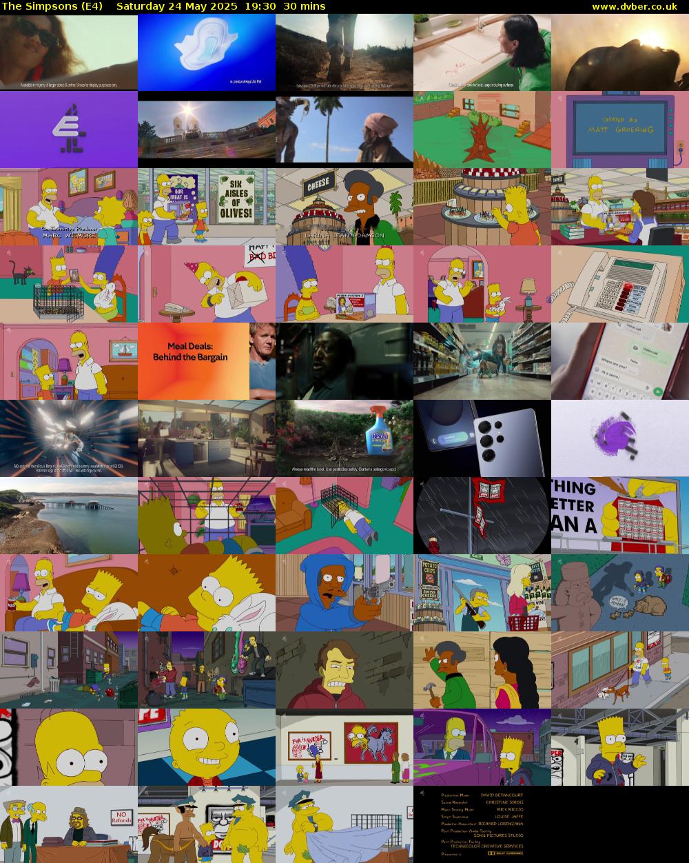 The Simpsons (E4) Saturday 24 May 2025 19:30 - 20:00