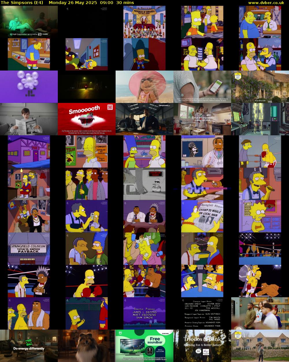 The Simpsons (E4) Monday 26 May 2025 09:00 - 09:30