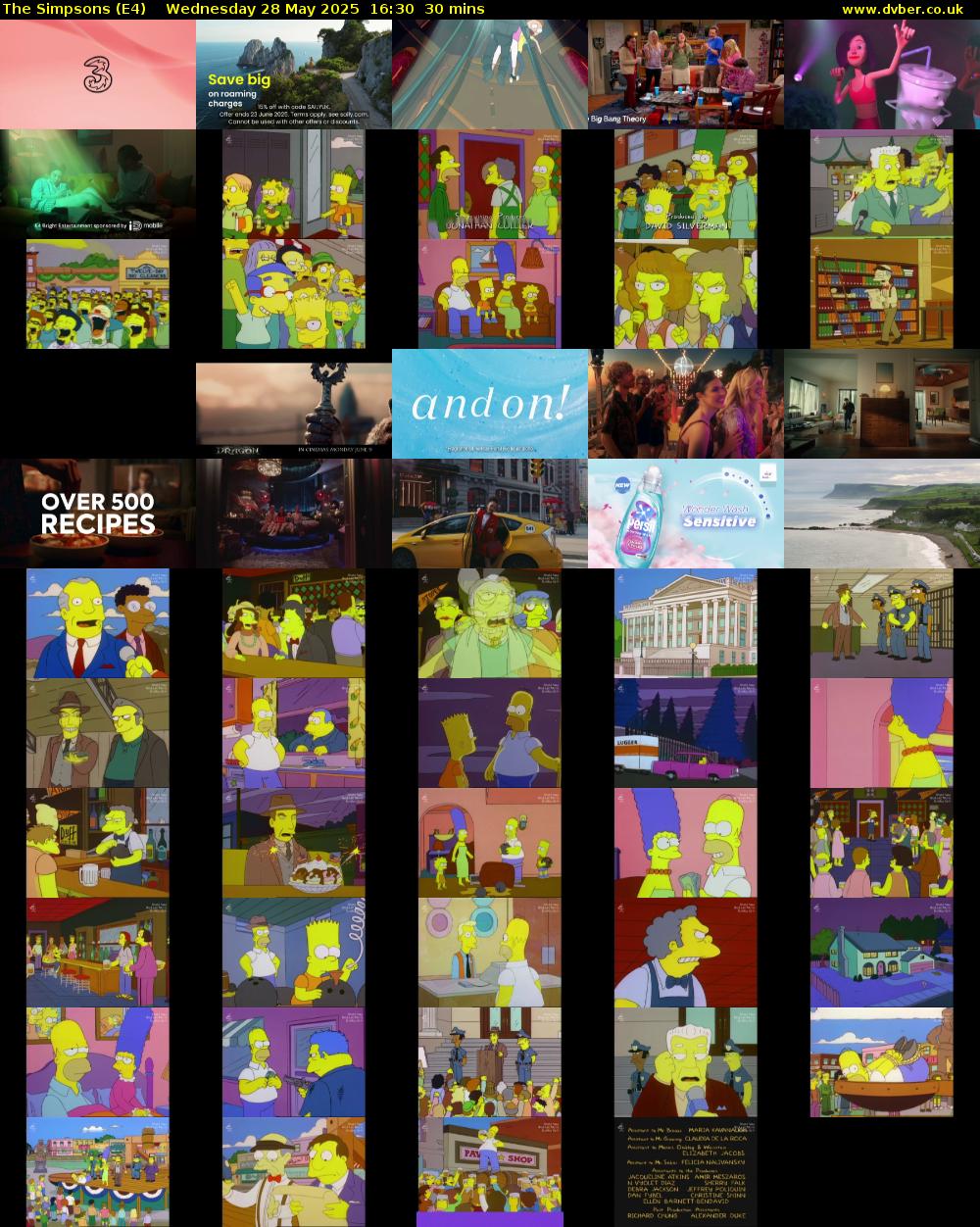 The Simpsons (E4) Wednesday 28 May 2025 16:30 - 17:00