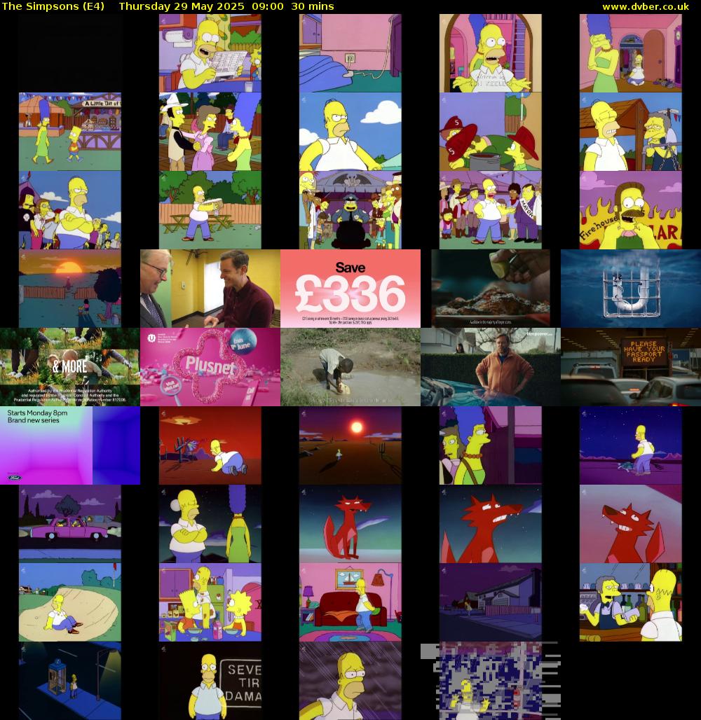 The Simpsons (E4) Thursday 29 May 2025 09:00 - 09:30