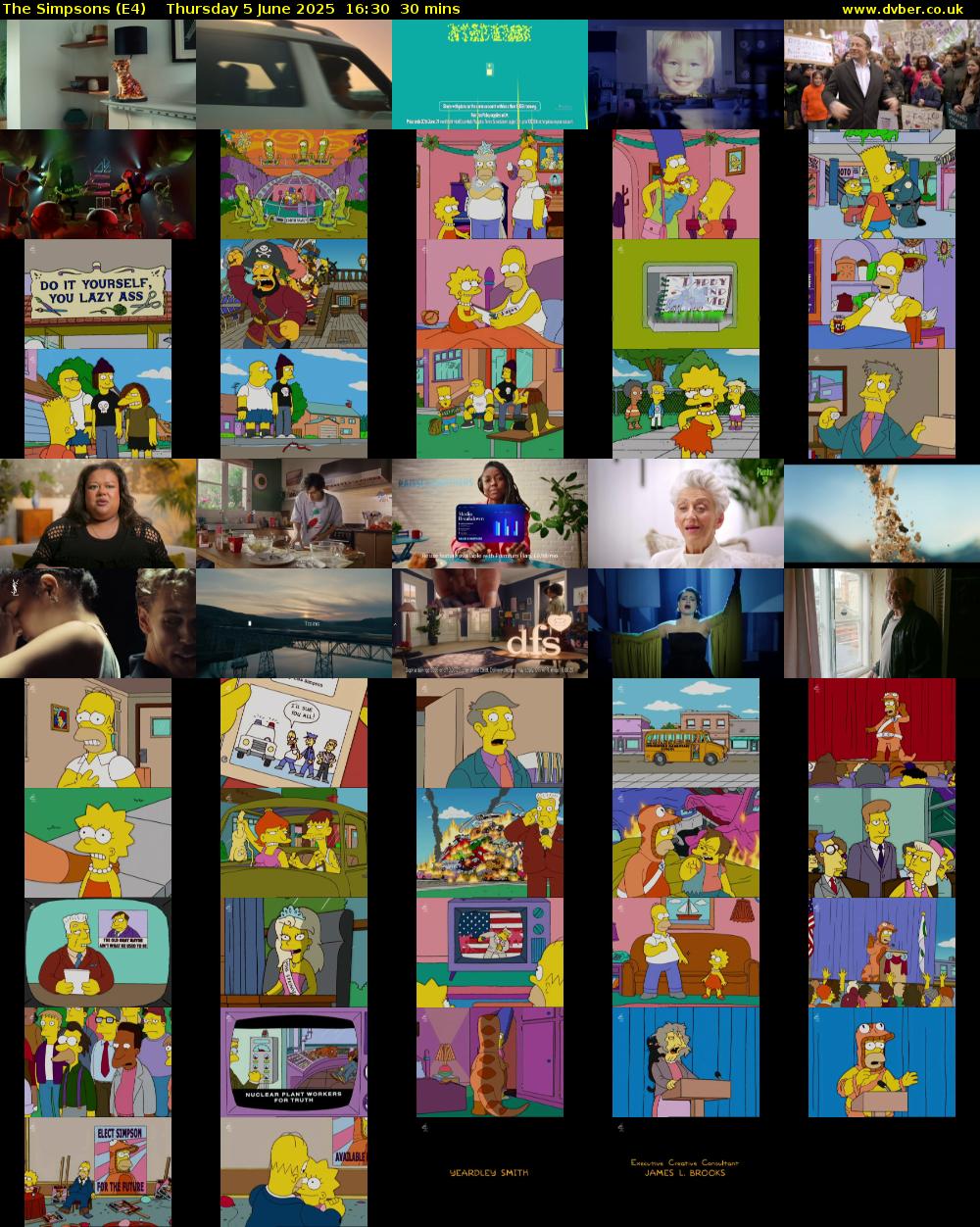 The Simpsons (E4) Thursday 5 June 2025 16:30 - 17:00