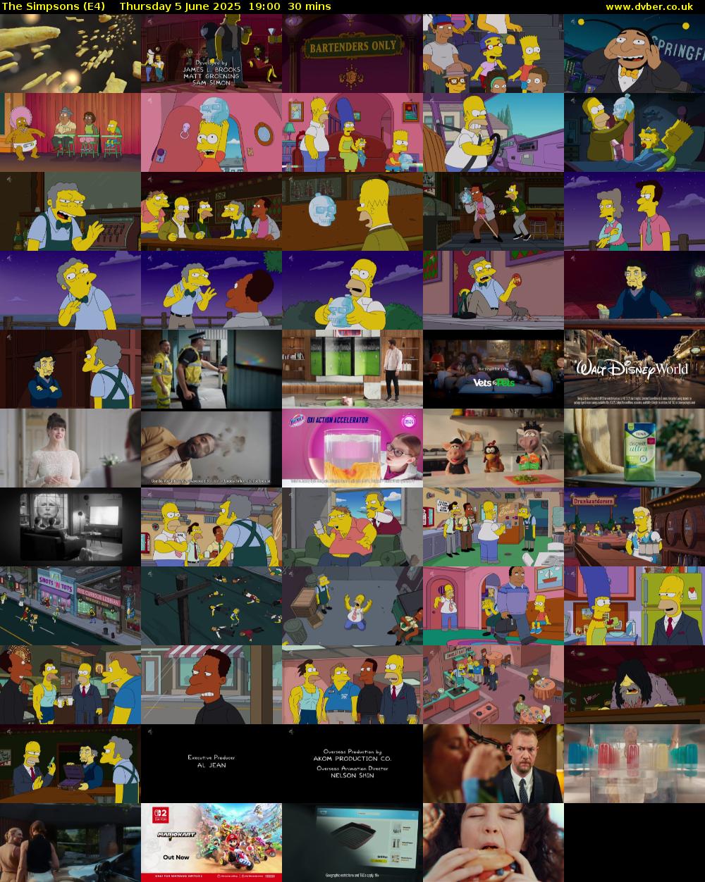 The Simpsons (E4) Thursday 5 June 2025 19:00 - 19:30