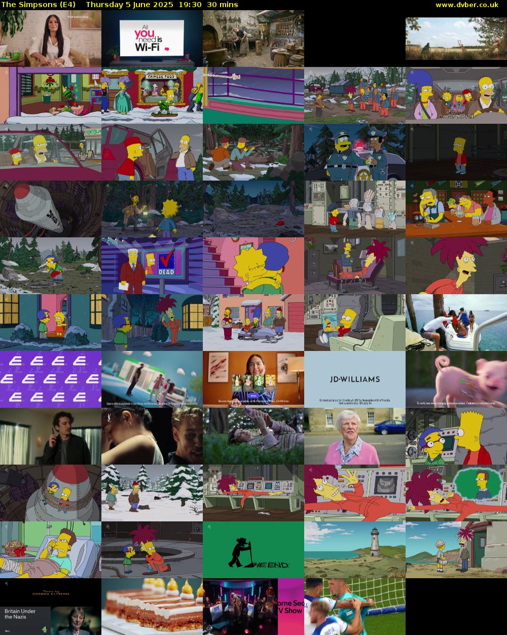 The Simpsons (E4) Thursday 5 June 2025 19:30 - 20:00