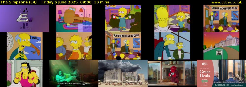 The Simpsons (E4) Friday 6 June 2025 09:00 - 09:30