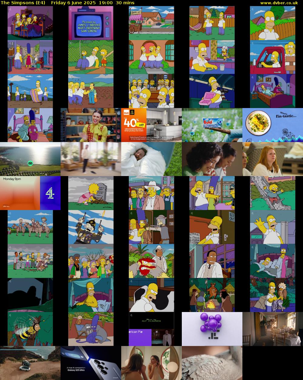 The Simpsons (E4) Friday 6 June 2025 19:00 - 19:30