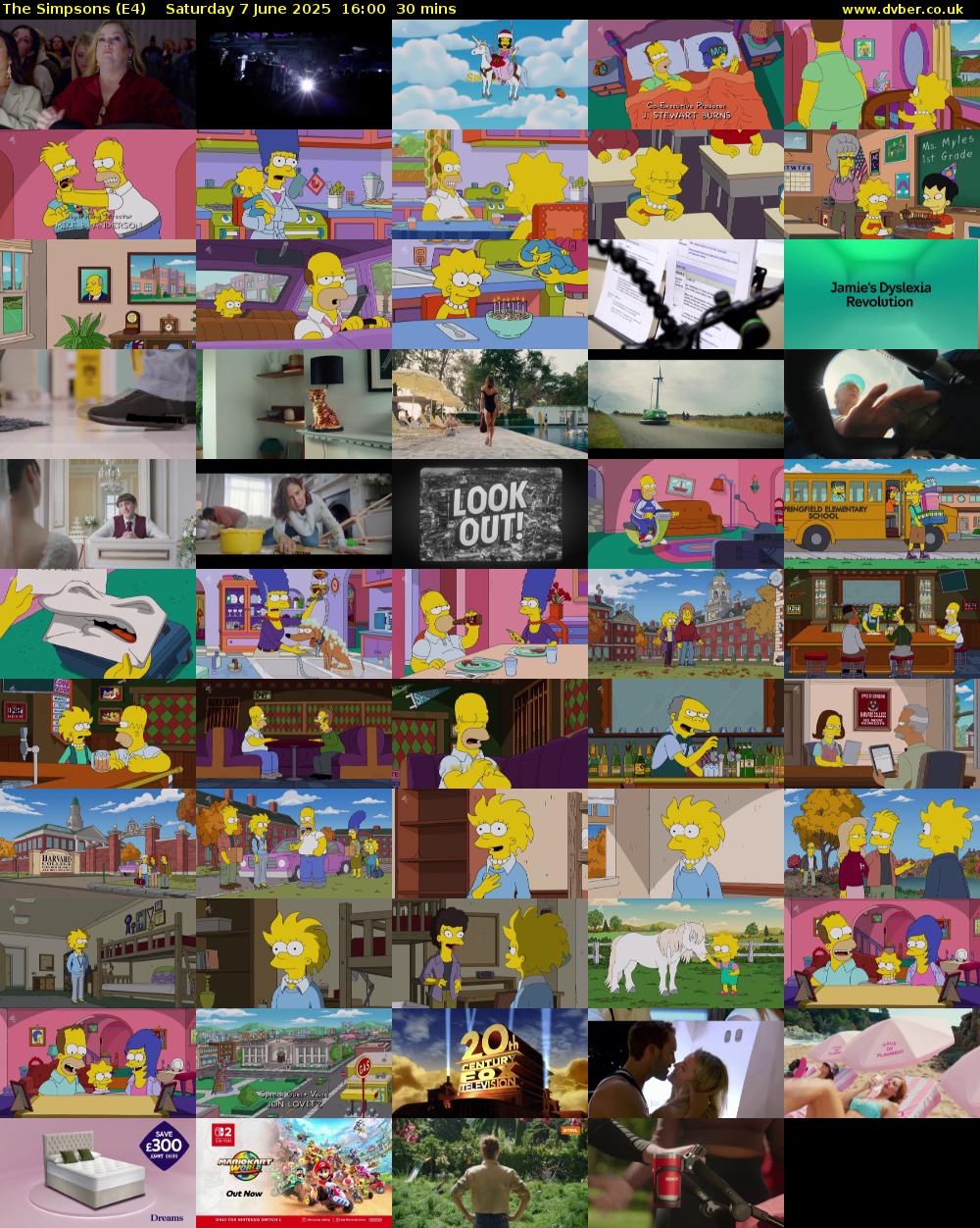 The Simpsons (E4) Saturday 7 June 2025 16:00 - 16:30