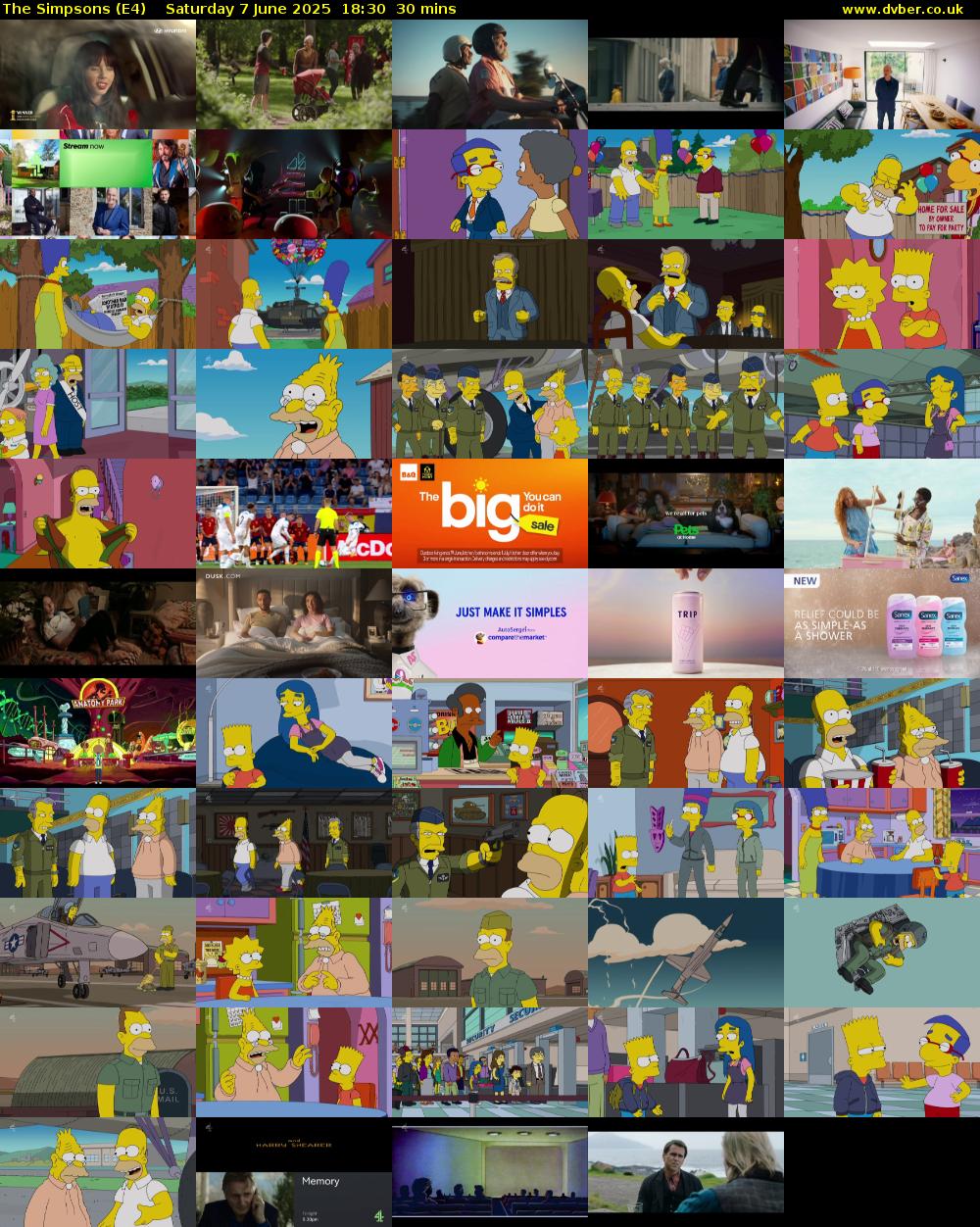 The Simpsons (E4) Saturday 7 June 2025 18:30 - 19:00