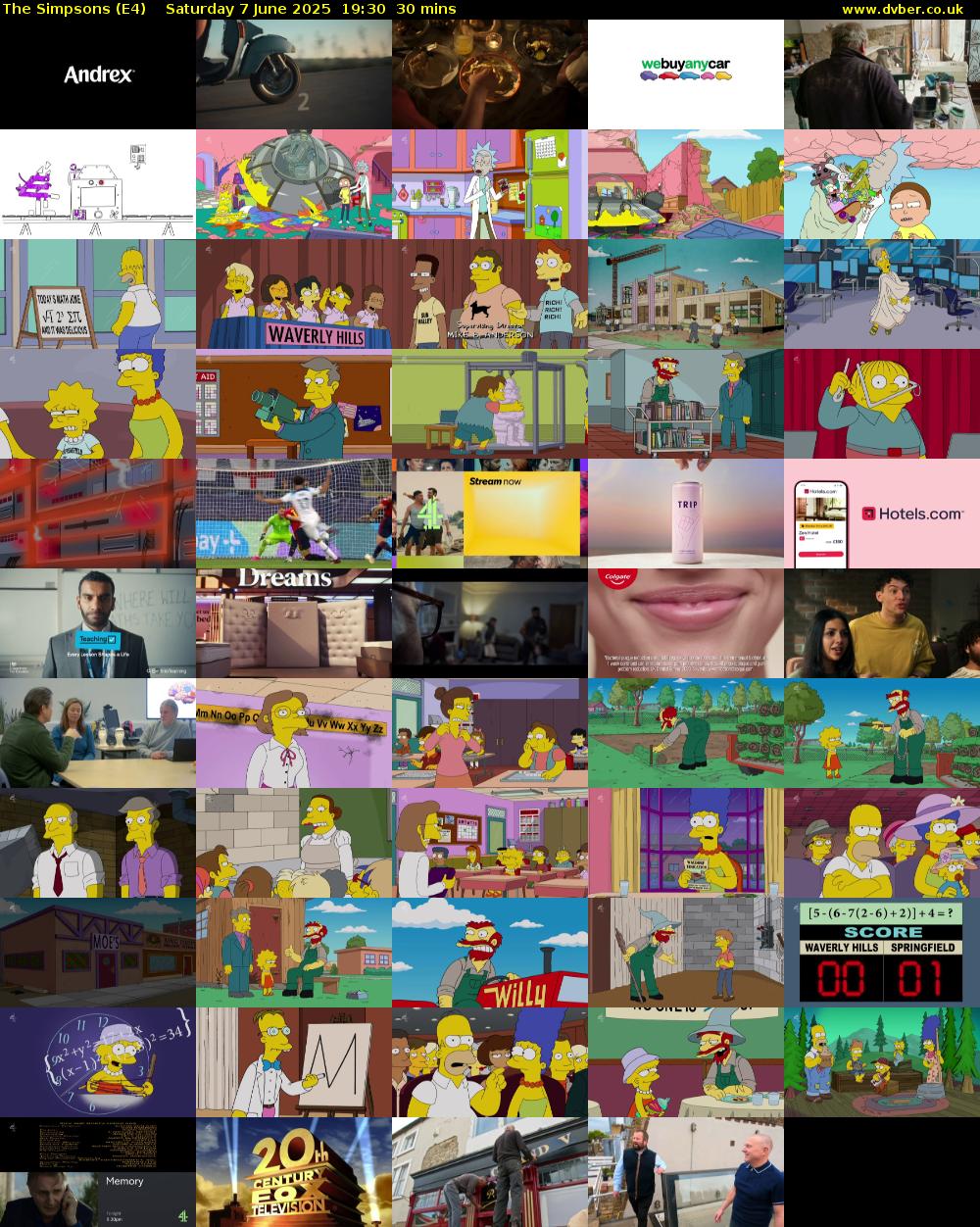 The Simpsons (E4) Saturday 7 June 2025 19:30 - 20:00