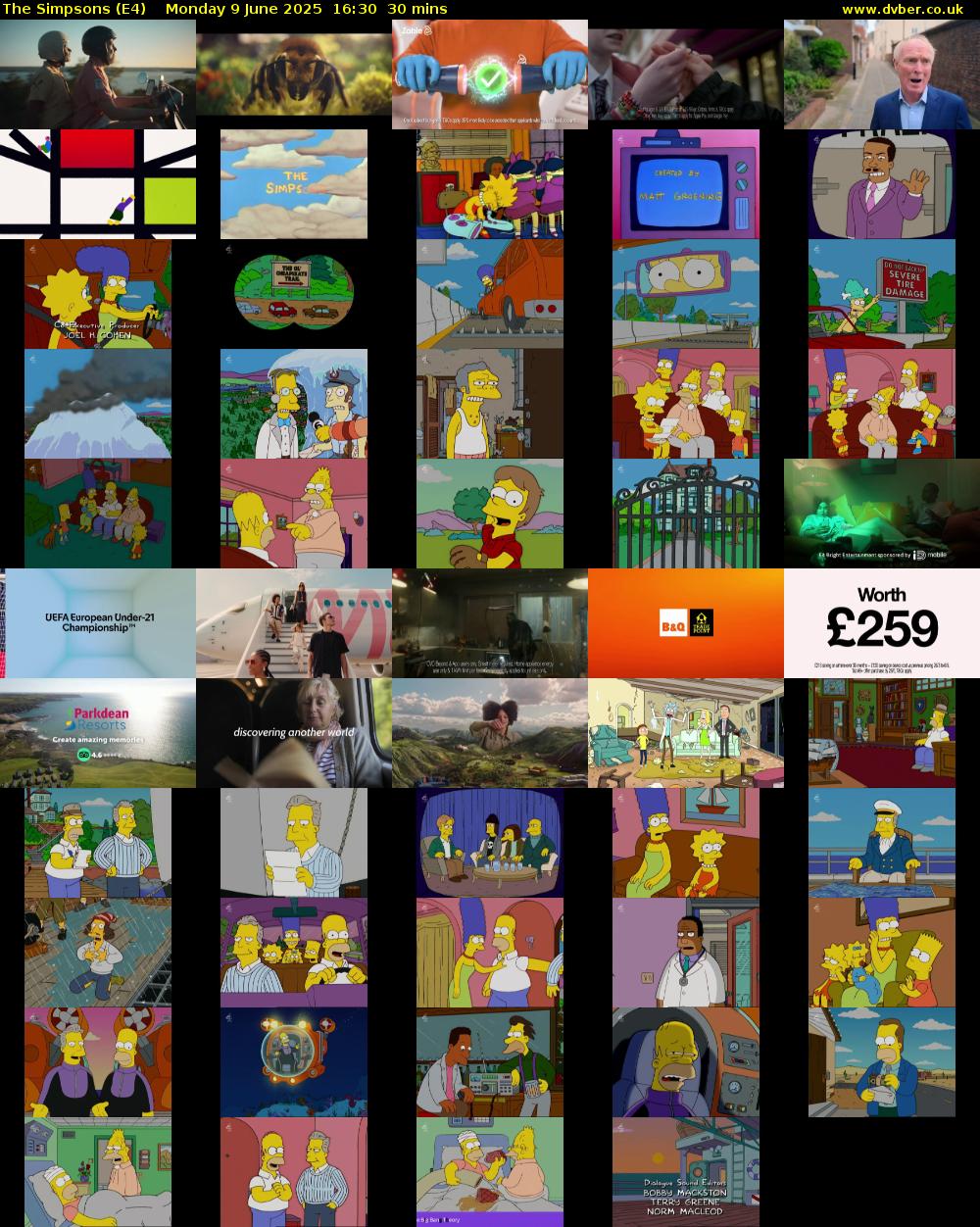 The Simpsons (E4) Monday 9 June 2025 16:30 - 17:00