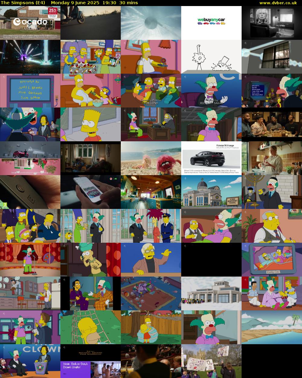The Simpsons (E4) Monday 9 June 2025 19:30 - 20:00