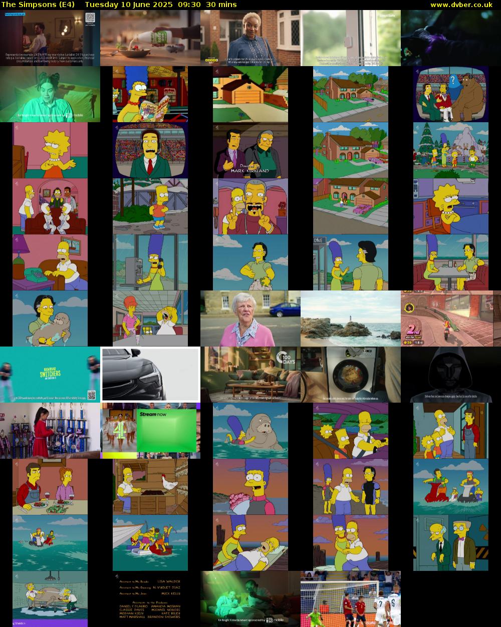 The Simpsons (E4) Tuesday 10 June 2025 09:30 - 10:00