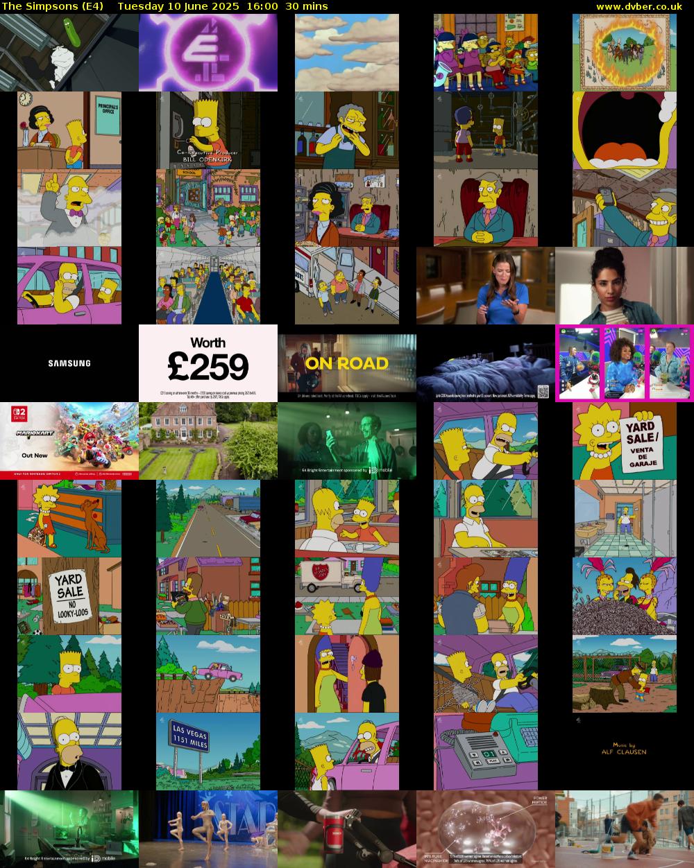 The Simpsons (E4) Tuesday 10 June 2025 16:00 - 16:30