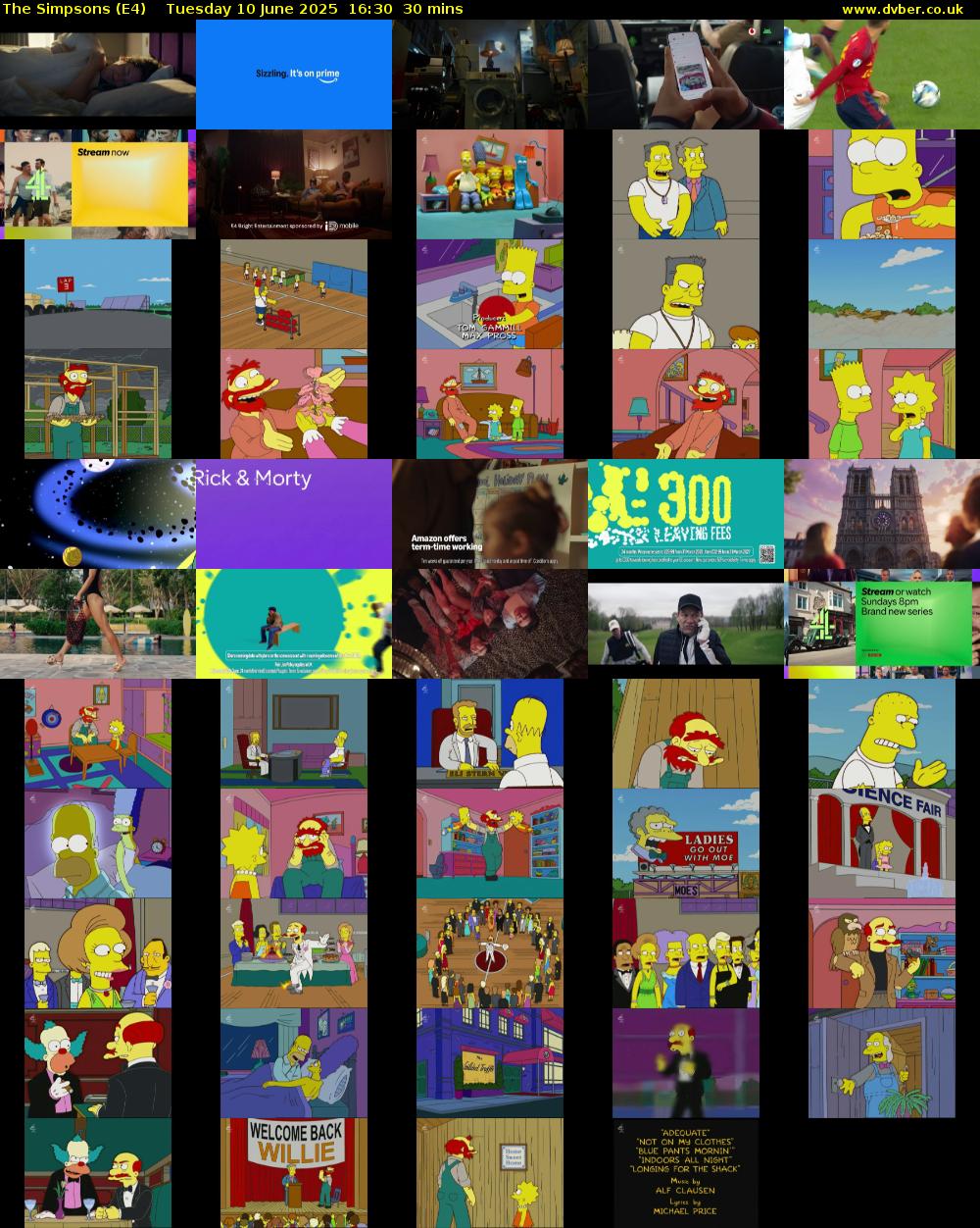 The Simpsons (E4) Tuesday 10 June 2025 16:30 - 17:00