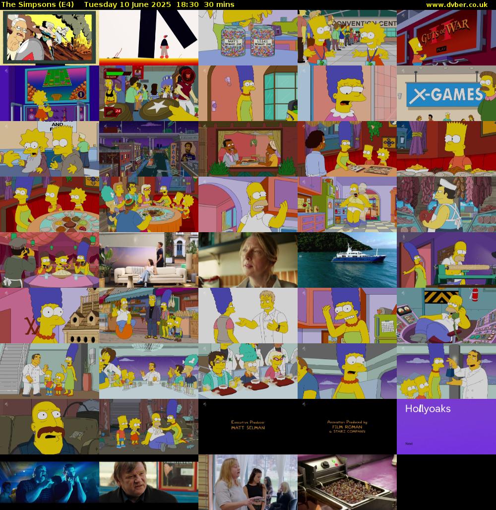 The Simpsons (E4) Tuesday 10 June 2025 18:30 - 19:00