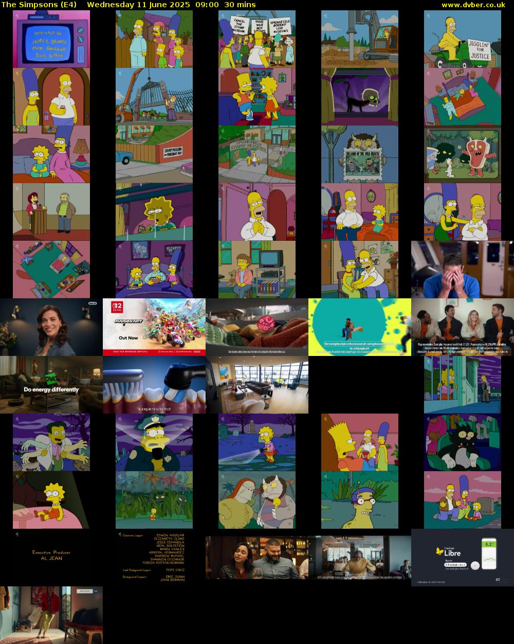 The Simpsons (E4) Wednesday 11 June 2025 09:00 - 09:30