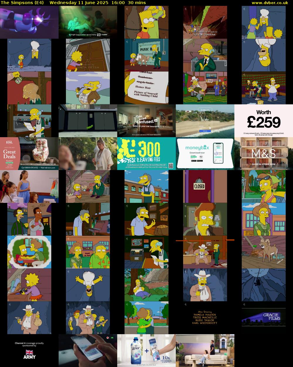 The Simpsons (E4) Wednesday 11 June 2025 16:00 - 16:30