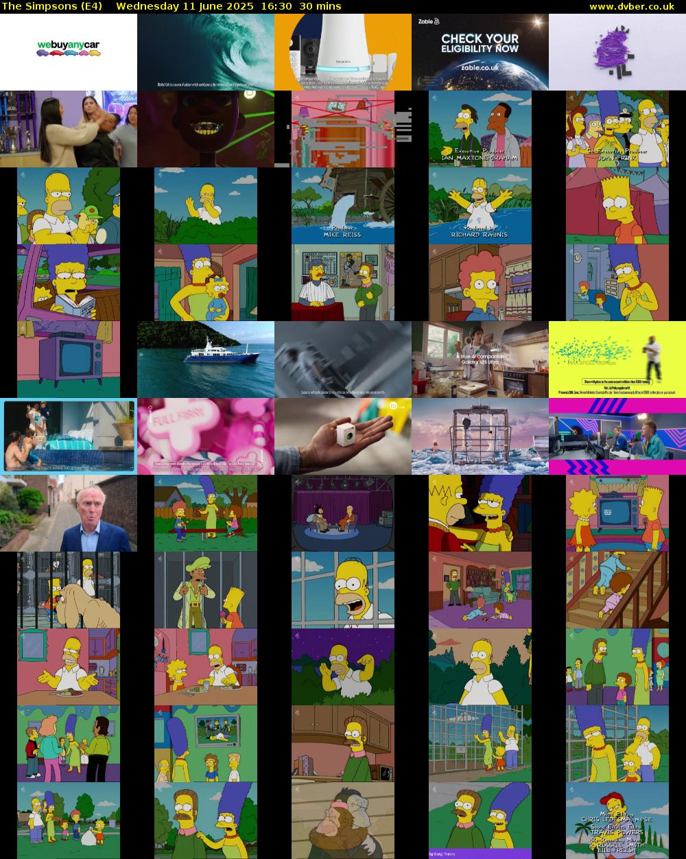 The Simpsons (E4) Wednesday 11 June 2025 16:30 - 17:00