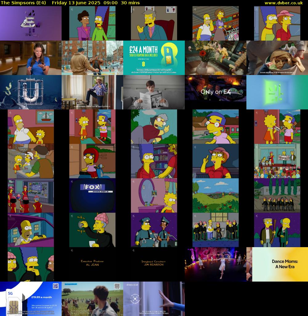 The Simpsons (E4) Friday 13 June 2025 09:00 - 09:30