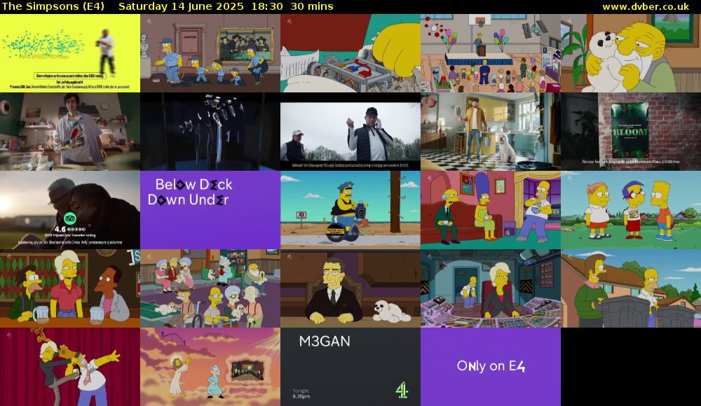 The Simpsons (E4) Saturday 14 June 2025 18:30 - 19:00