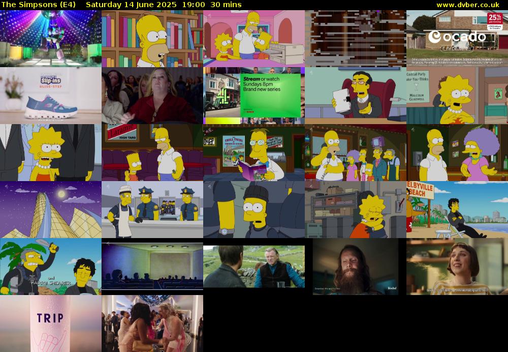 The Simpsons (E4) Saturday 14 June 2025 19:00 - 19:30