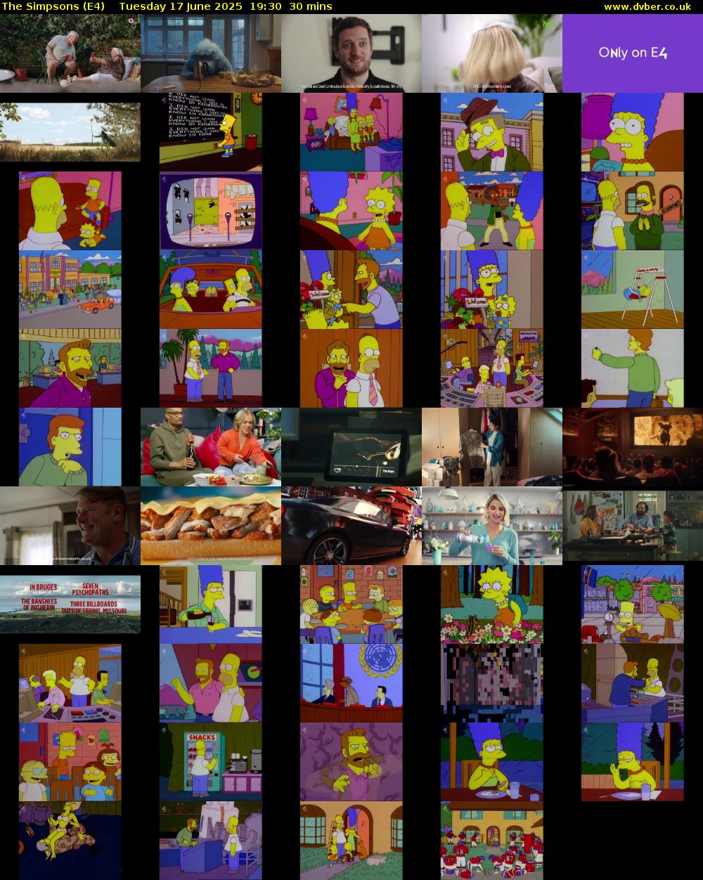 The Simpsons (E4) Tuesday 17 June 2025 19:30 - 20:00