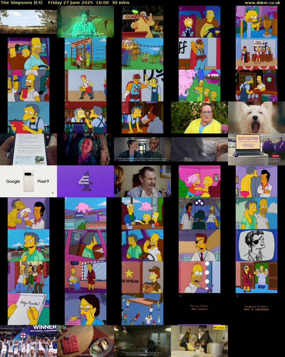 The Simpsons (E4) Friday 27 June 2025 16:00 - 16:30