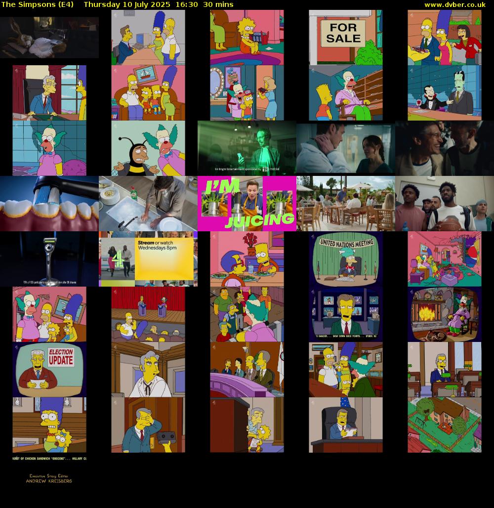 The Simpsons (E4) Thursday 10 July 2025 16:30 - 17:00